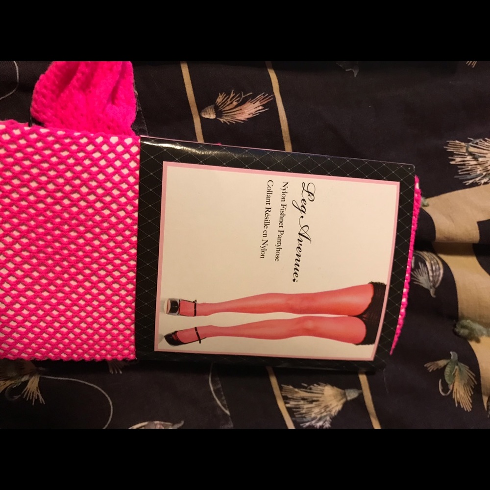 Pink fishnet pantyhose